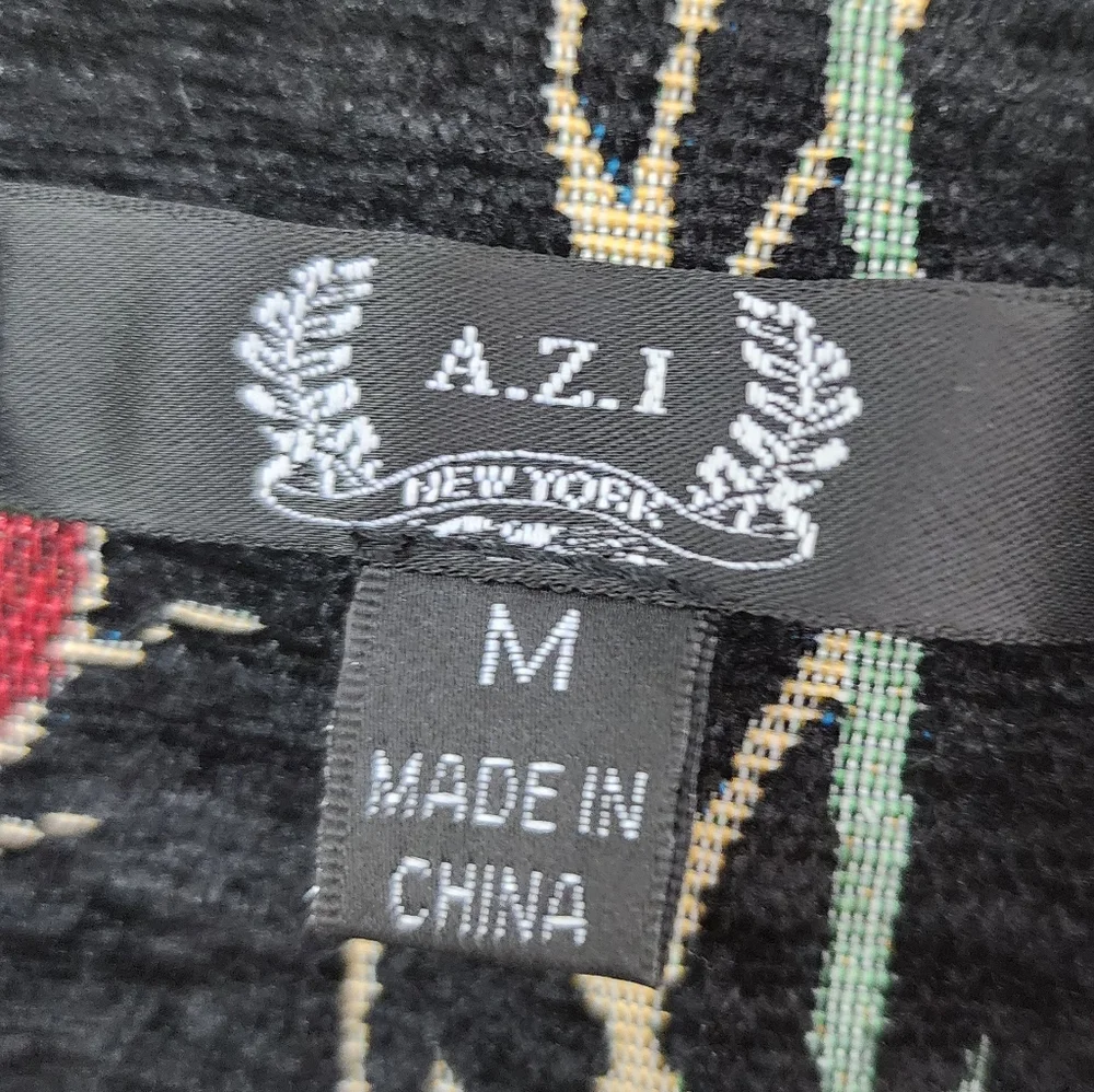 A.Z.I New York Desiree Black Floral Embroidered Beaded Bomber Jacket Sz Medium - Picture 9 of 9